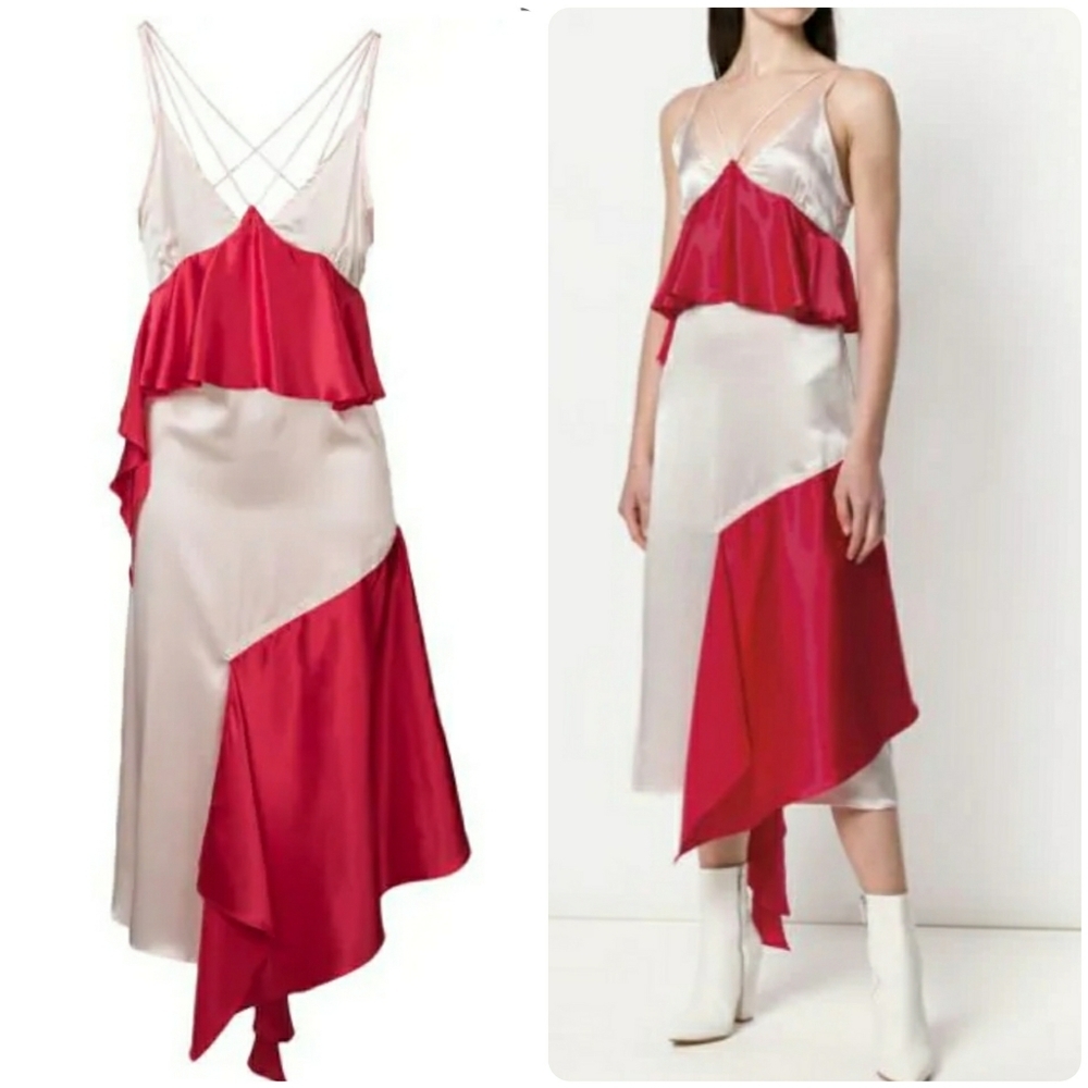 Each x Other Ruffled Assymetric Dress in Red
